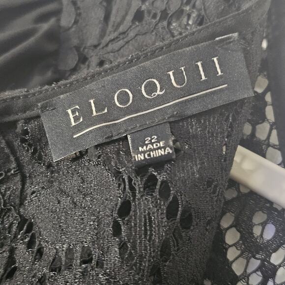 ELOQUII Black Lace Dress Plus Sz 22 Cocktail Whimsygoth Dark Romantic Holiday - Picture 8 of 8